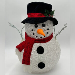 Vintage Light Up Snowman Figure Crystal Jelly illuminated Christmas Haute Decor